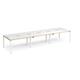 Adapt triple back to back desks 4200mm x 1200mm - white frame, white top with oak edging