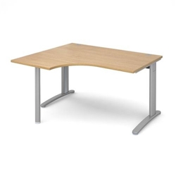 TR10 left hand ergonomic desk 1400mm - silver frame, oak top