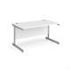 Contract 25 straight desk with silver cantilever leg 1400mm x 800mm - white top