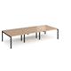 Adapt triple back to back desks 3600mm x 1600mm - black frame, beech top