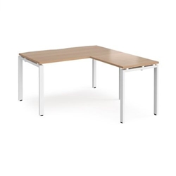Adapt desk 1400mm x 800mm with 800mm return desk - white frame, beech top