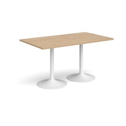 Genoa rectangular dining table with white trumpet base 1400mm x 800mm - kendal oak