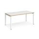 Adapt single desk 1600mm x 800mm - white frame, white top with oak edging