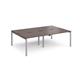 Adapt double back to back desks 2400mm x 1600mm - silver frame, walnut top