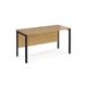Maestro 25 straight desk 1400mm x 600mm - black bench leg frame, oak top