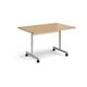 Rectangular fliptop meeting table with silver frame 1200mm x 800mm - oak