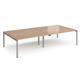 Adapt double back to back desks 3200mm x 1600mm - silver frame, beech top