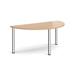 Semi circular chrome radial leg meeting table 1600mm x 800mm - beech