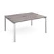 Adapt sliding top back to back desks 1600mm x 1200mm - silver frame, grey oak top