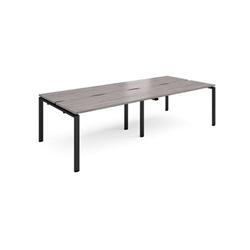 Adapt double back to back desks 2800mm x 1200mm - black frame, grey oak top