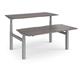 Elev8 Touch sit-stand back-to-back desks 1600mm x 1650mm - silver frame, grey oak top
