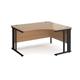 Maestro 25 right hand ergonomic desk 1400mm wide - black cable managed leg frame, beech top