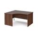Maestro 25 left hand ergonomic desk 1400mm wide - walnut top with panel end leg