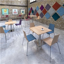 Brescia rectangular dining table with flat square white bases 1400mm x 800mm - kendal oak