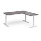 Elev8 Touch sit-stand desk 1600mm x 800mm with 800mm return desk - white frame, grey oak top