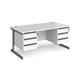 Contract 25 straight desk with 3 and 3 drawer pedestals and graphite cantilever leg 1600mm x 800mm - white top