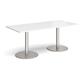 Monza rectangular dining table with flat round brushed steel bases 1800mm x 800mm - white