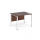 Maestro 25 straight desk 800mm x 800mm - white bench leg frame, walnut top