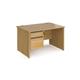 Contract 25 straight desk with 2 drawer graphite pedestal and panel leg 1200mm x 800mm - oak