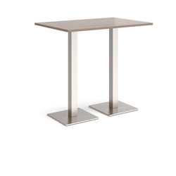Brescia rectangular poseur table with flat square brushed steel bases 1200mm x 800mm - barcelona walnut