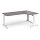 TR10 deluxe right hand ergonomic desk 1800mm - white frame, grey oak top