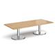 Pisa rectangular coffee table with round chrome bases 1800mm x 800mm - oak