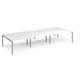 Adapt triple back to back desks 4200mm x 1600mm - silver frame, white top