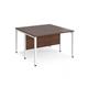 Maestro 25 back to back straight desks 1200mm x 1200mm - white bench leg frame, walnut top