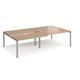 Adapt sliding top double back to back desks 2800mm x 1600mm - silver frame, beech top