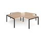 Adapt back to back 4 desk cluster 2800mm x 1600mm with 800mm return desks - black frame, beech top