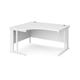 Maestro 25 left hand ergonomic desk 1400mm wide - white cable managed leg frame, white top