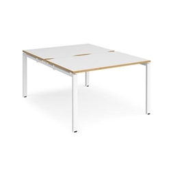 Adapt back to back desks 1200mm x 1600mm - white frame, white top with oak edging