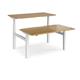 Elev8 Touch sit-stand back-to-back desks 1400mm x 1650mm - white frame, oak top