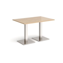 Brescia rectangular dining table with flat square brushed steel bases 1200mm x 800mm - kendal oak