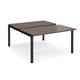 Adapt sliding top back to back desks 1400mm x 1600mm - black frame, walnut top