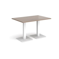 Brescia rectangular dining table with flat square white bases 1200mm x 800mm - barcelona walnut