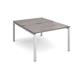 Adapt sliding top back to back desks 1200mm x 1600mm - silver frame, grey oak top