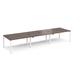 Adapt sliding top triple back to back desks 4200mm x 1200mm - white frame, walnut top