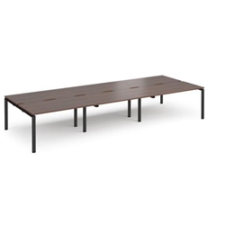Adapt triple back to back desks 4200mm x 1600mm - black frame, walnut top