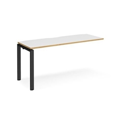 Adapt add on unit single 1600mm x 600mm - black frame, white top with oak edging