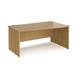 Maestro 25 right hand wave desk 1600mm wide - oak top with panel end leg