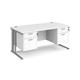 Maestro 25 straight desk 1600mm x 800mm with two x 2 drawer pedestals - silver cable managed leg frame, white top
