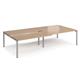 Adapt sliding top double back to back desks 3200mm x 1600mm - silver frame, beech top