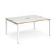 Adapt back to back desks 1600mm x 1200mm - white frame, white top with oak edging