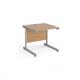 Contract 25 straight desk with silver cantilever leg 800mm x 800mm - beech top