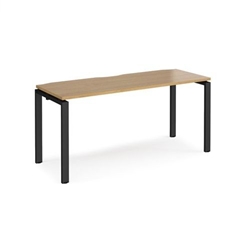 Adapt single desk 1600mm x 600mm - black frame, oak top
