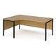Maestro 25 left hand ergonomic desk 1800mm wide - black bench leg frame, oak top