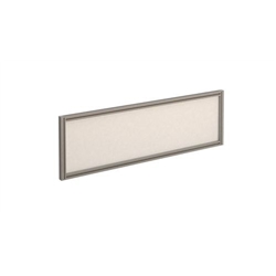 Straight glazed desktop screen 1200mm x 380mm - polar white with silver aluminium frame