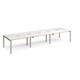 Adapt triple back to back desks 4200mm x 1200mm - silver frame, white top with oak edging