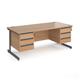 Contract 25 straight desk with 3 and 3 drawer pedestals and graphite cantilever leg 1800mm x 800mm - beech top